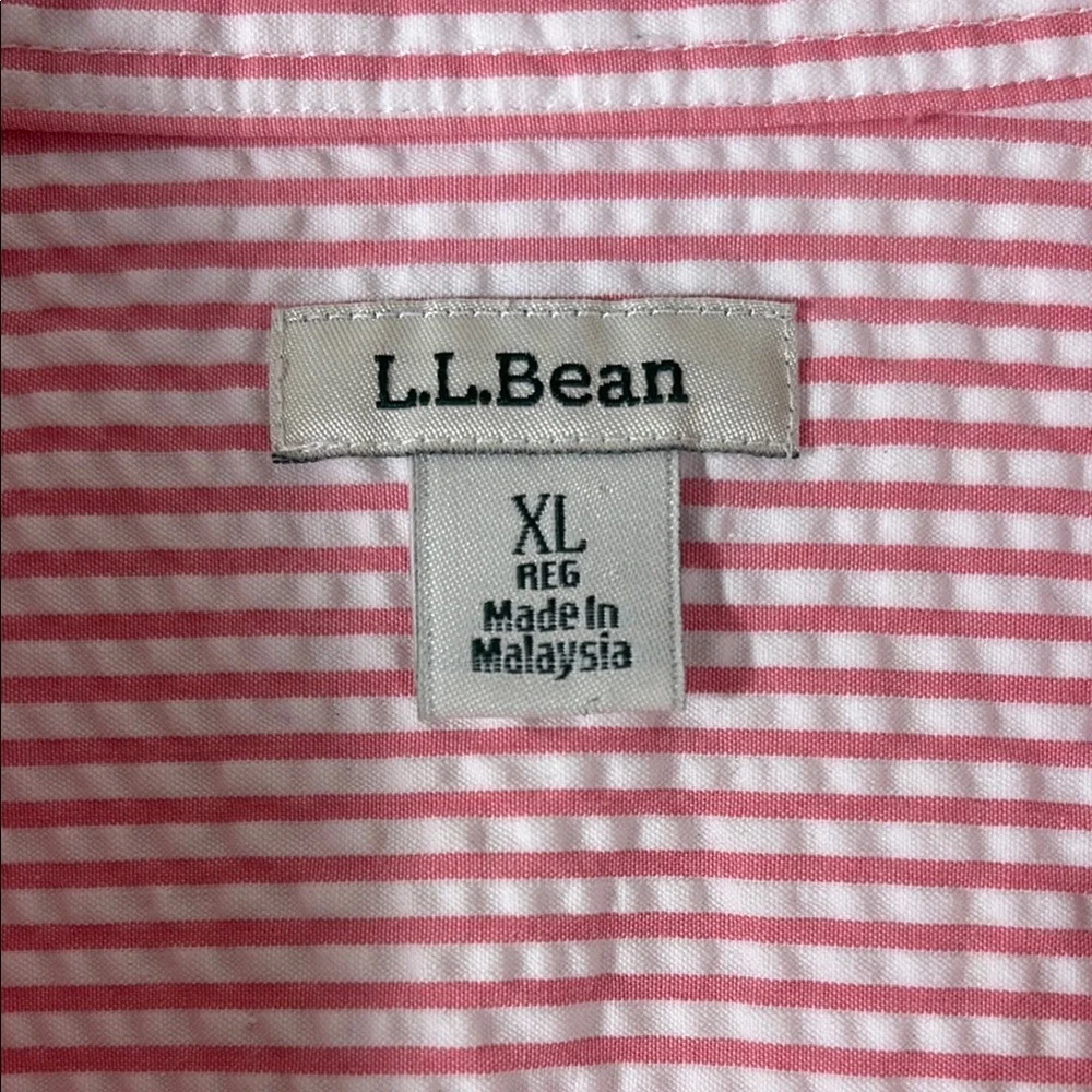 L.L. Bean Pink Striped Women's Short Sleeve Button-Up Shirt - Picture 3 of 6